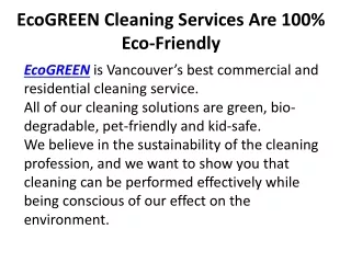 Top Rated ECO Cleaning SERVICES IN VANCOUVER |EcoGREEN