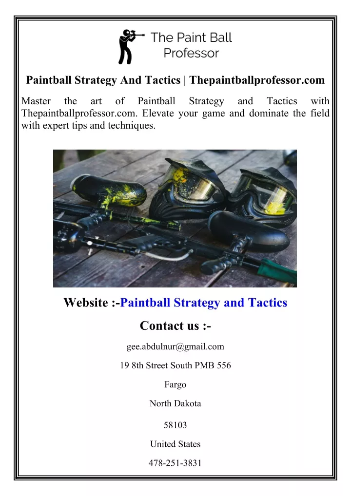 paintball strategy and tactics