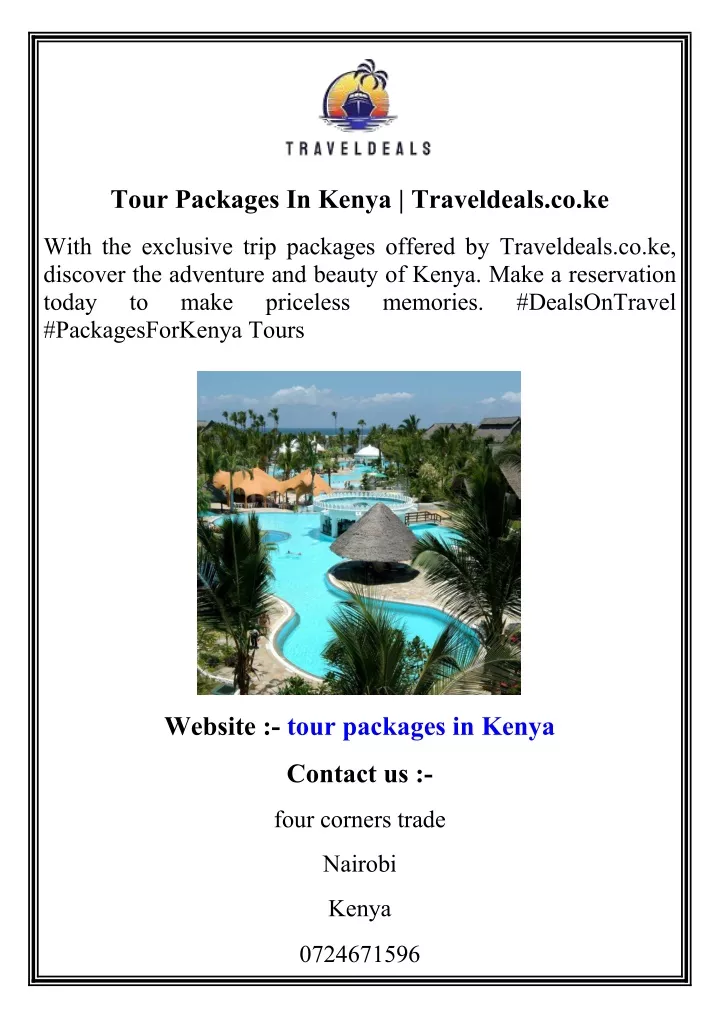 tour packages in kenya traveldeals co ke