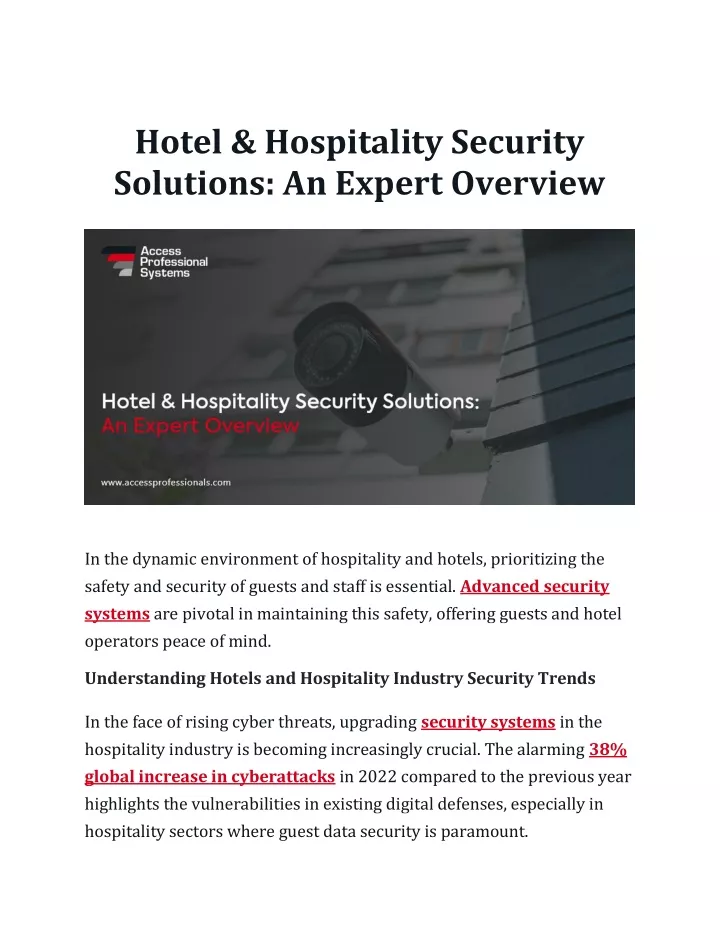 hotel hospitality security solutions an expert