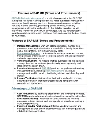 sap MM online training in Pune