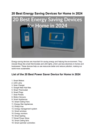 ﻿20 Best Energy Saving Devices for Home in 2024