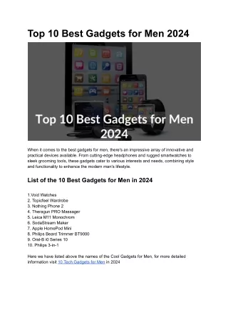 ﻿Top 10 Best Gadgets for Men 2024