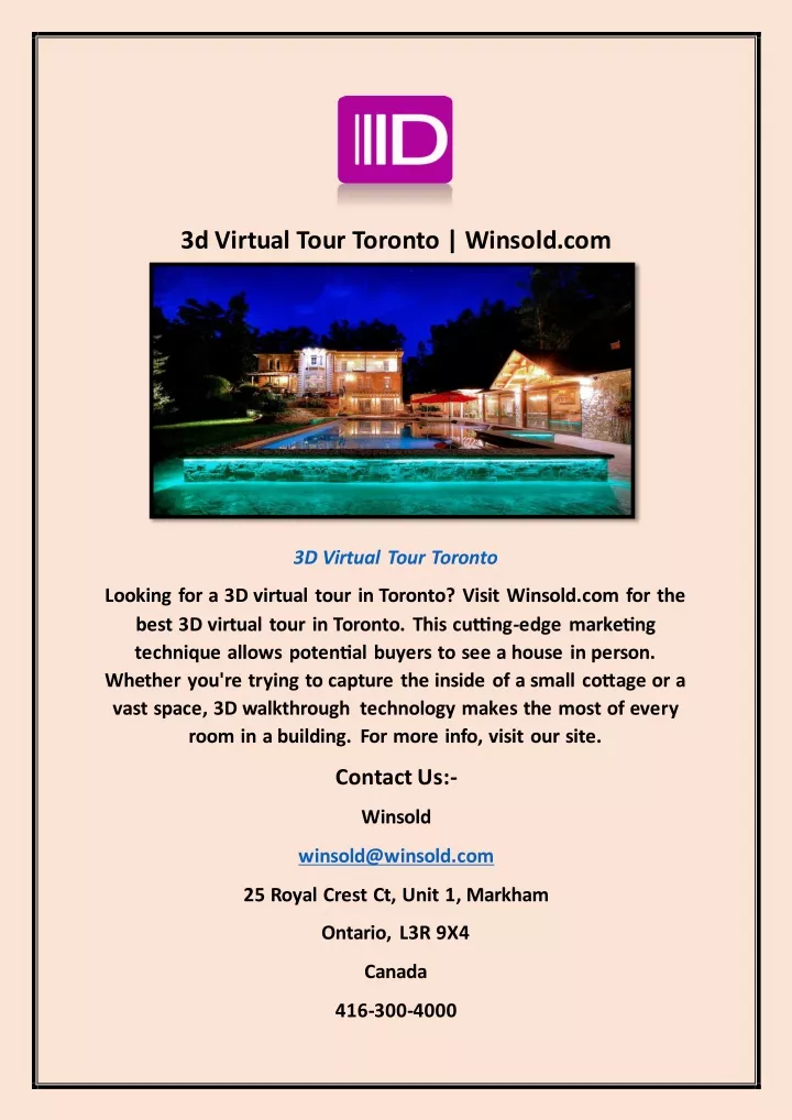 3d virtual tour toronto winsold com