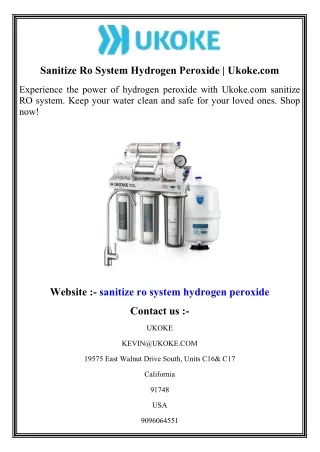 sanitize ro system hydrogen peroxide ukoke com
