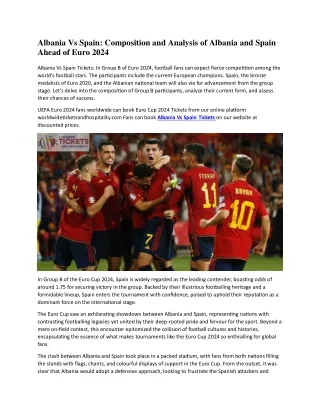 Albania Vs Spain Composition and Analysis of Albania and Spain Ahead of Euro 2024