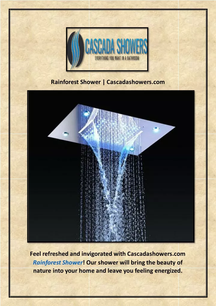 rainforest shower cascadashowers com