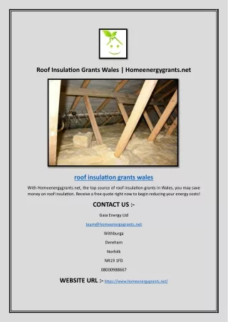 Roof Insulation Grants Wales | Homeenergygrants.net