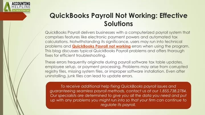 quickbooks payroll not working effective solutions