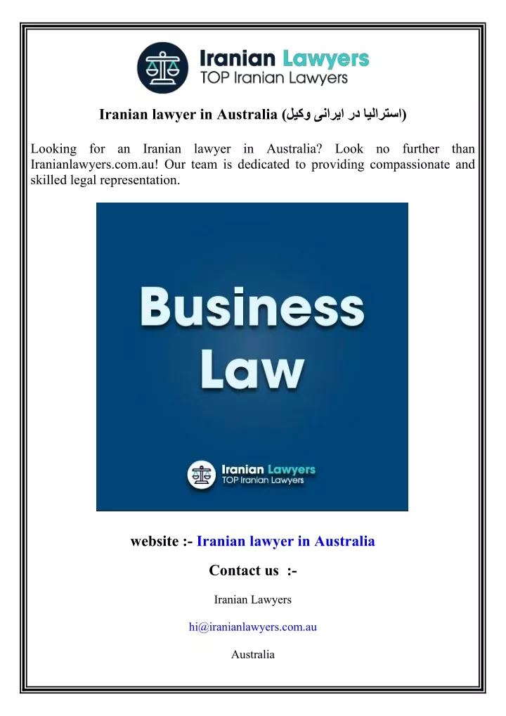 iranian lawyer in australia