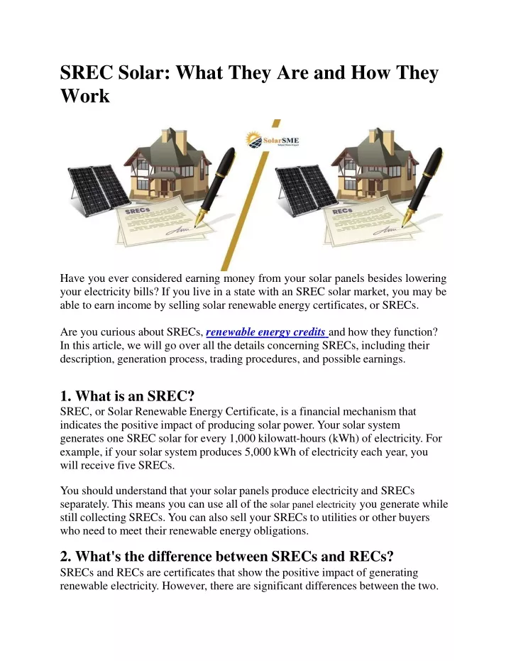 srec solar what they are and how they work