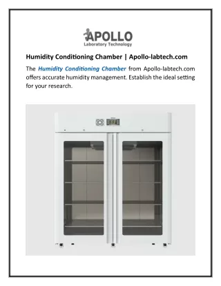 Humidity Conditioning Chamber  Apollo-labtech.com