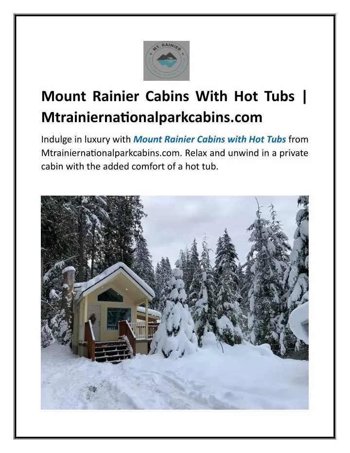 mount rainier cabins with hot tubs