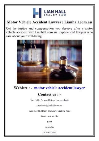 Motor Vehicle Accident Lawyer  Lianhall.com.au