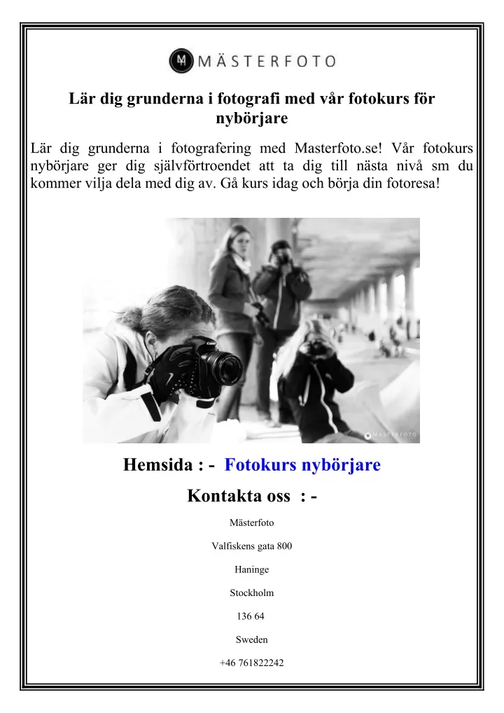 l r dig grunderna i fotografi med v r fotokurs