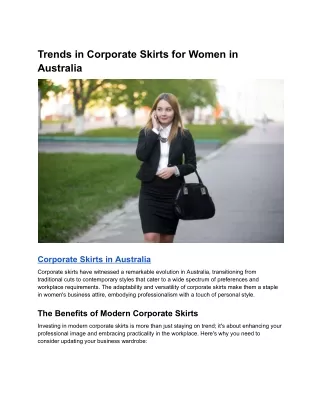 Trends in Corporate Skirts for Women in Australia
