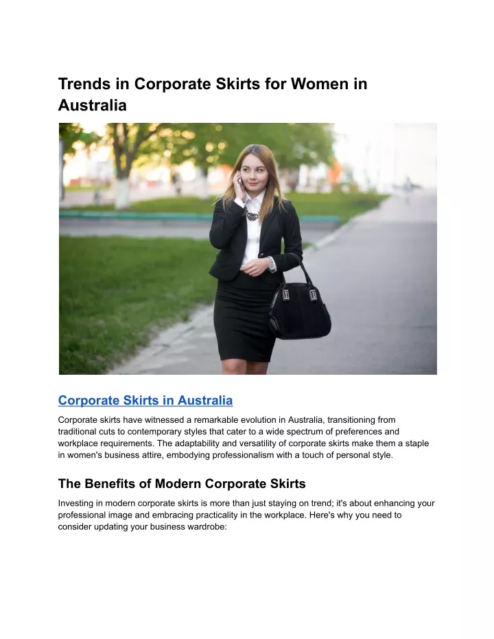 trends in corporate skirts for women in australia