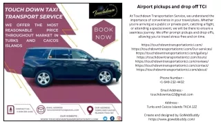 Airport pickups and drop off TCI