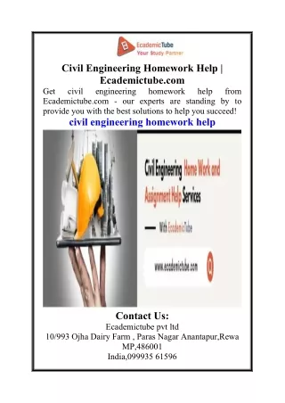Civil Engineering Homework Help  Ecademictube.com