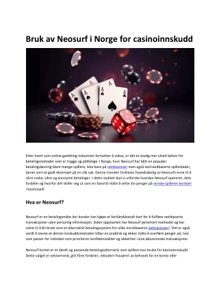 Bruk av Neosurf i Norge for casinoinnskudd