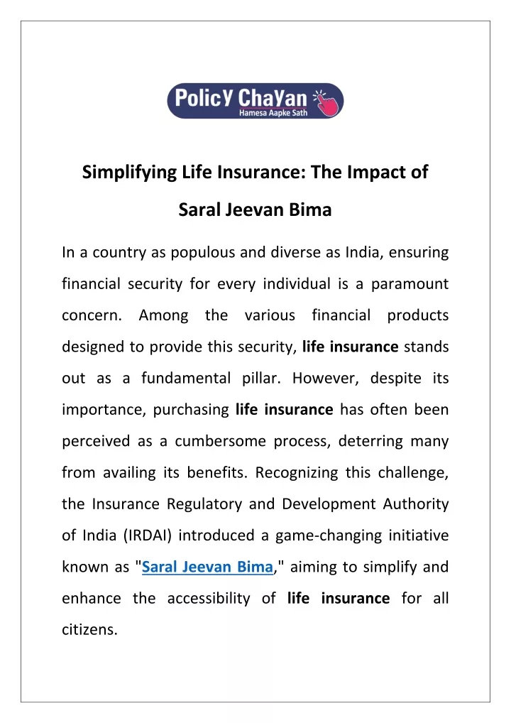 simplifying life insurance the impact of