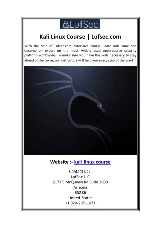 Kali Linux Course  Lufsec.com