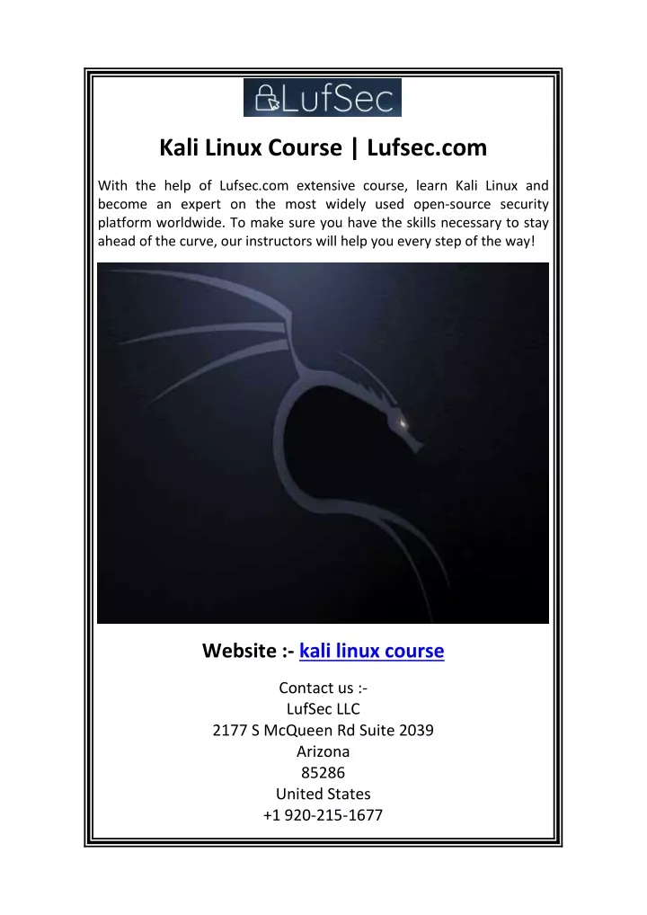 kali linux course lufsec com