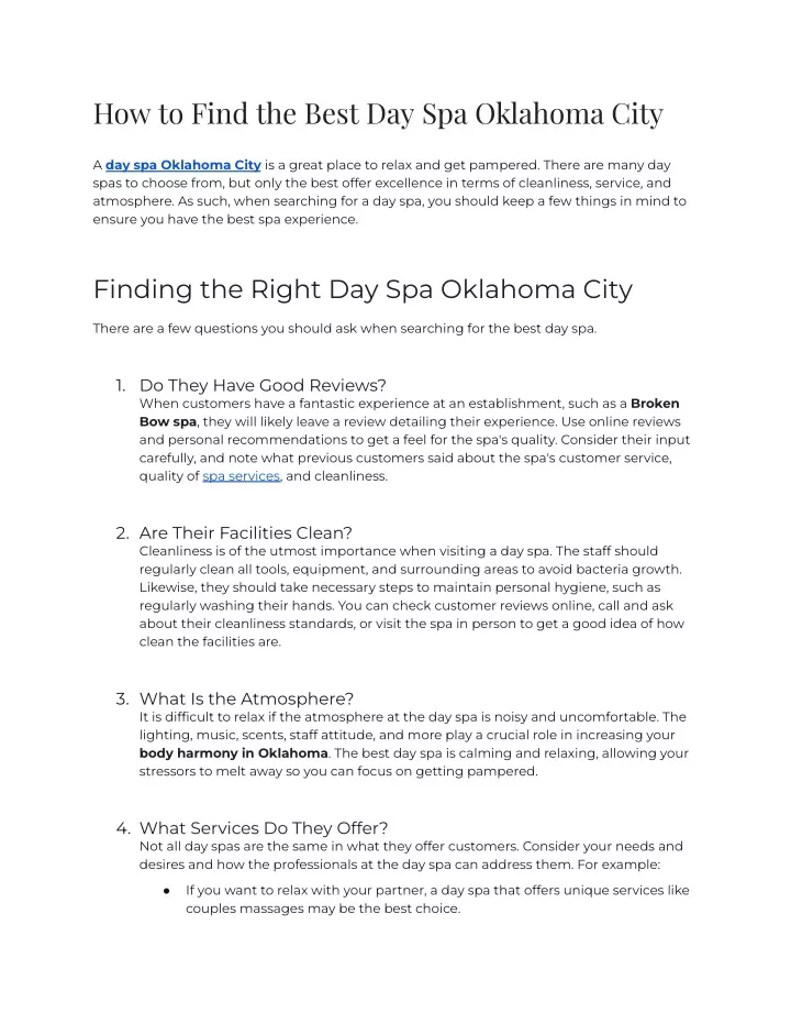 how to find the best day spa oklahoma city