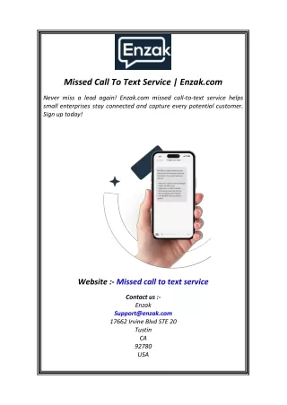Missed Call To Text Service Enzak.com