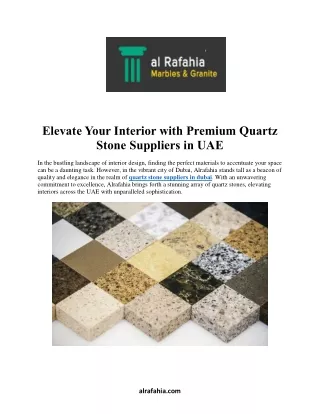 Elevate Your Interior with Premium Quartz  Stone Suppliers in UAE
