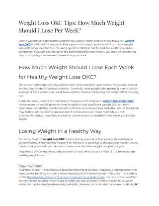 Weight Loss OKC Tips_ How Much Weight Should I Lose Per Week
