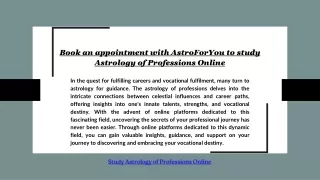 Book an appointment with AstroForYou to study Astrology of Professions Online