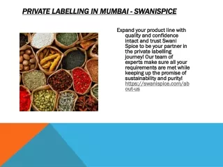 Private Labelling in Mumbai - swanispice