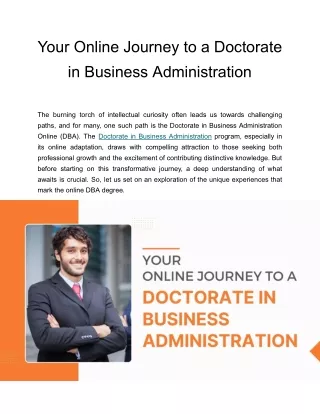 Your Online Route to a Doctorate in Business Administration