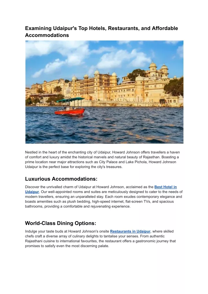 examining udaipur s top hotels restaurants