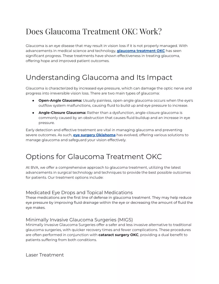 does glaucoma treatment okc work