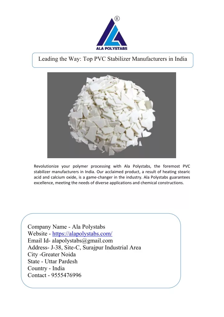 leading the way top pvc stabilizer manufacturers