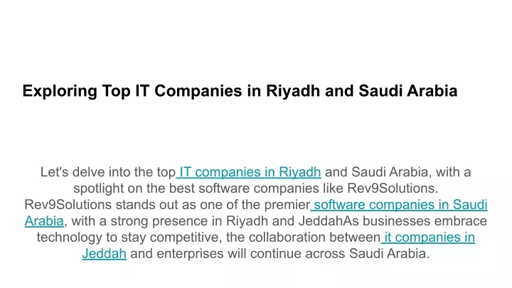 exploring top it companies in riyadh and saudi