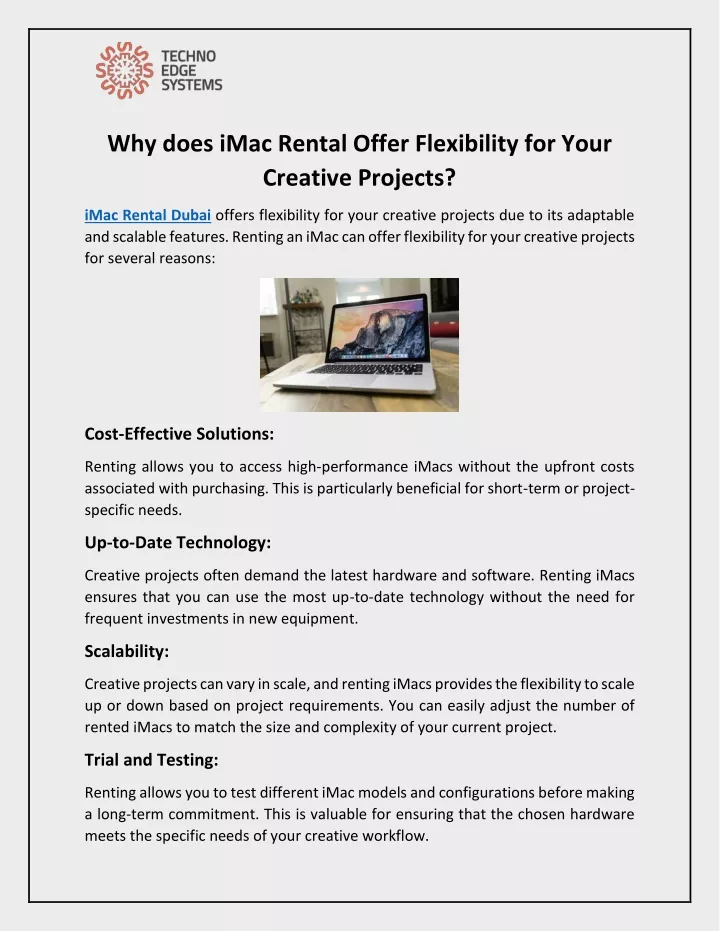 why does imac rental offer flexibility for your