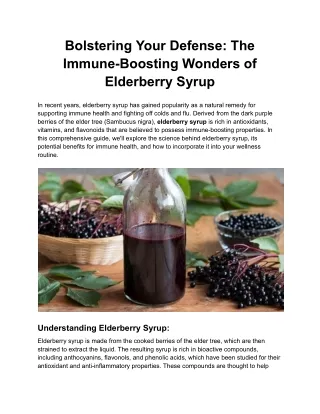 Bolstering Your Defense The Immune-Boosting Wonders of Elderberry Syrup