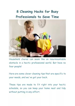 8 Cleaning Hacks for Busy Professionals to Save Time