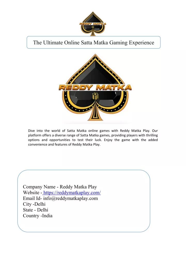 the ultimate online satta matka gaming experience