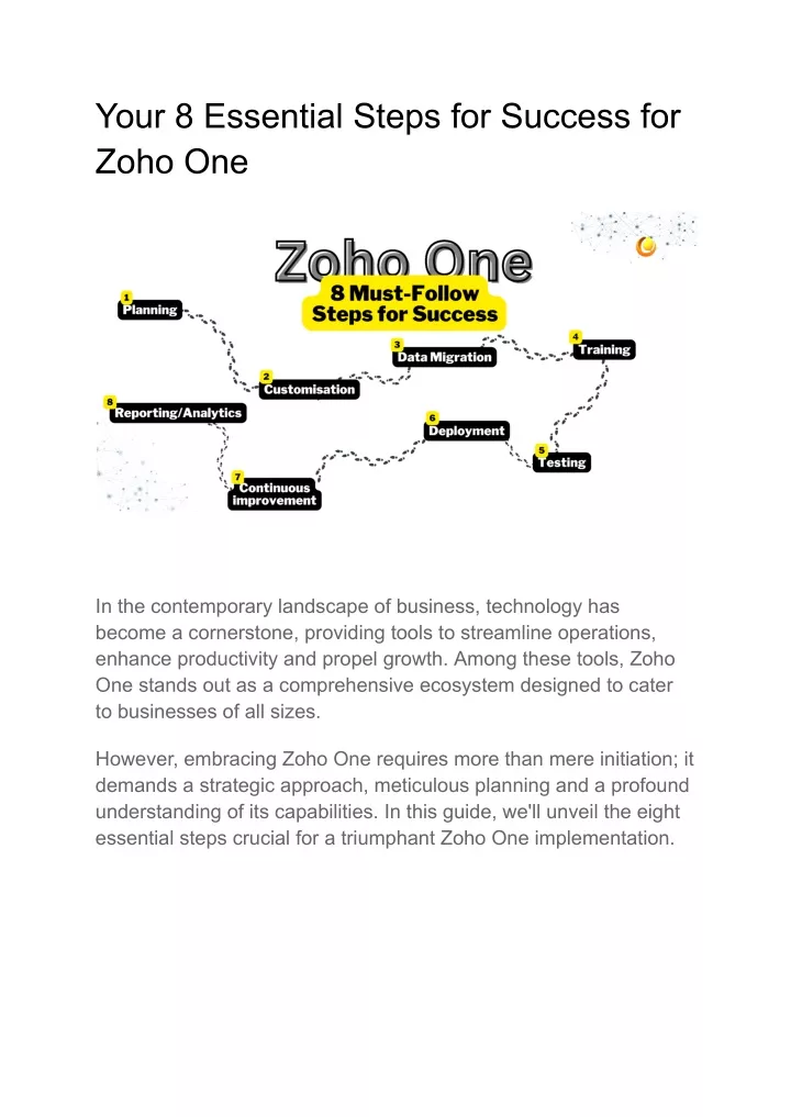 your 8 essential steps for success for zoho one