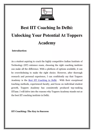 best iit coaching in delhi