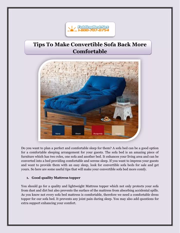 tips to make convertible sofa back more