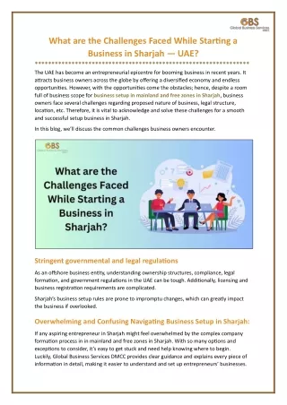 What are the Challenges Faced While Starting a Business in Sharjah — UAE