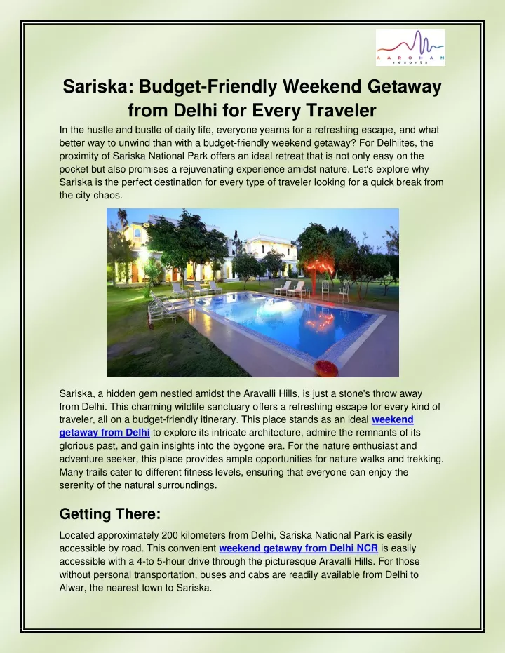 sariska budget friendly weekend getaway from