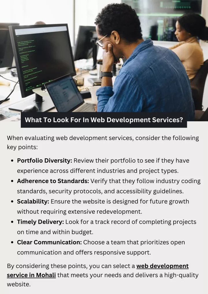 what to look for in web development services