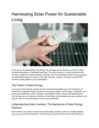 Harnessing Solar Power for Sustainable Living