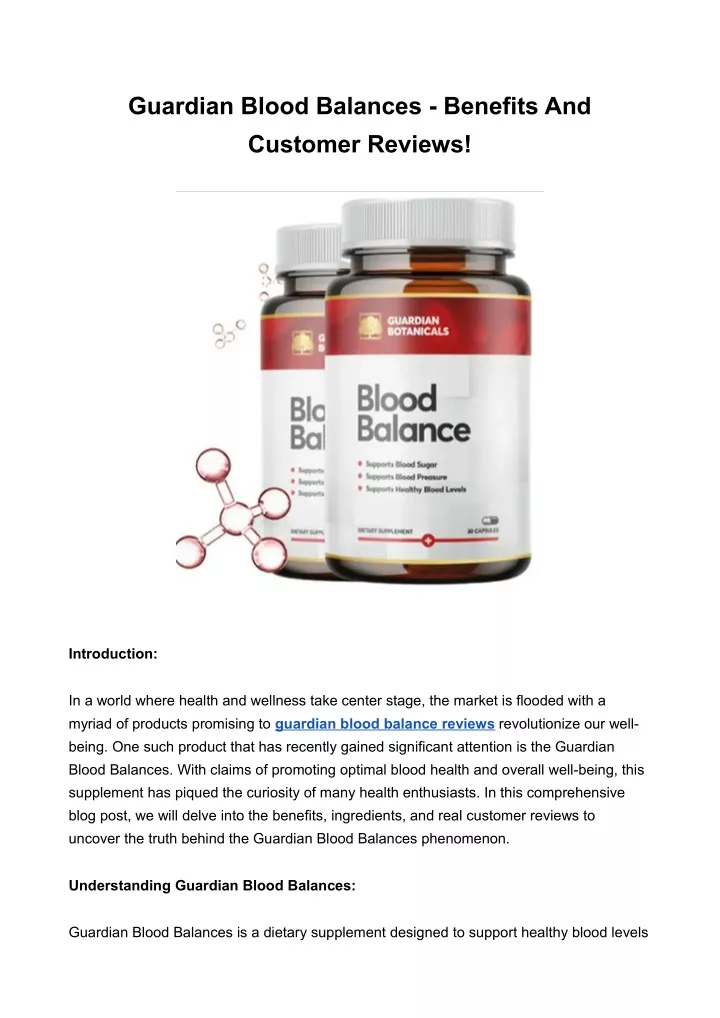 guardian blood balances benefits and customer